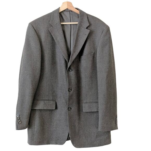 Oscar de la Renta Suit Jacket Gray 42L Cashmere - Picture 1 of 8